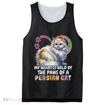 My Heart Is Held By The Paws Of A Persian Cat Cats Mesh Reversible Basketball Jersey Tank