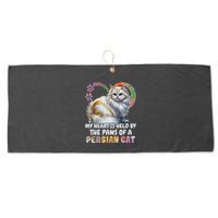 My Heart Is Held By The Paws Of A Persian Cat Cats Large Microfiber Waffle Golf Towel