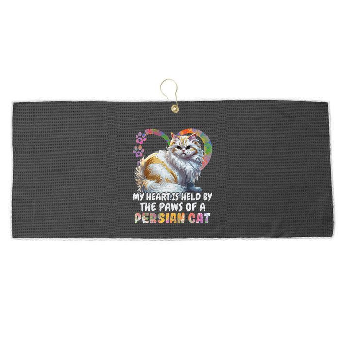 My Heart Is Held By The Paws Of A Persian Cat Cats Large Microfiber Waffle Golf Towel