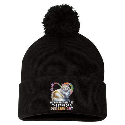 My Heart Is Held By The Paws Of A Persian Cat Cats Pom Pom 12in Knit Beanie