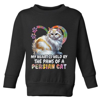 My Heart Is Held By The Paws Of A Persian Cat Cats Toddler Sweatshirt