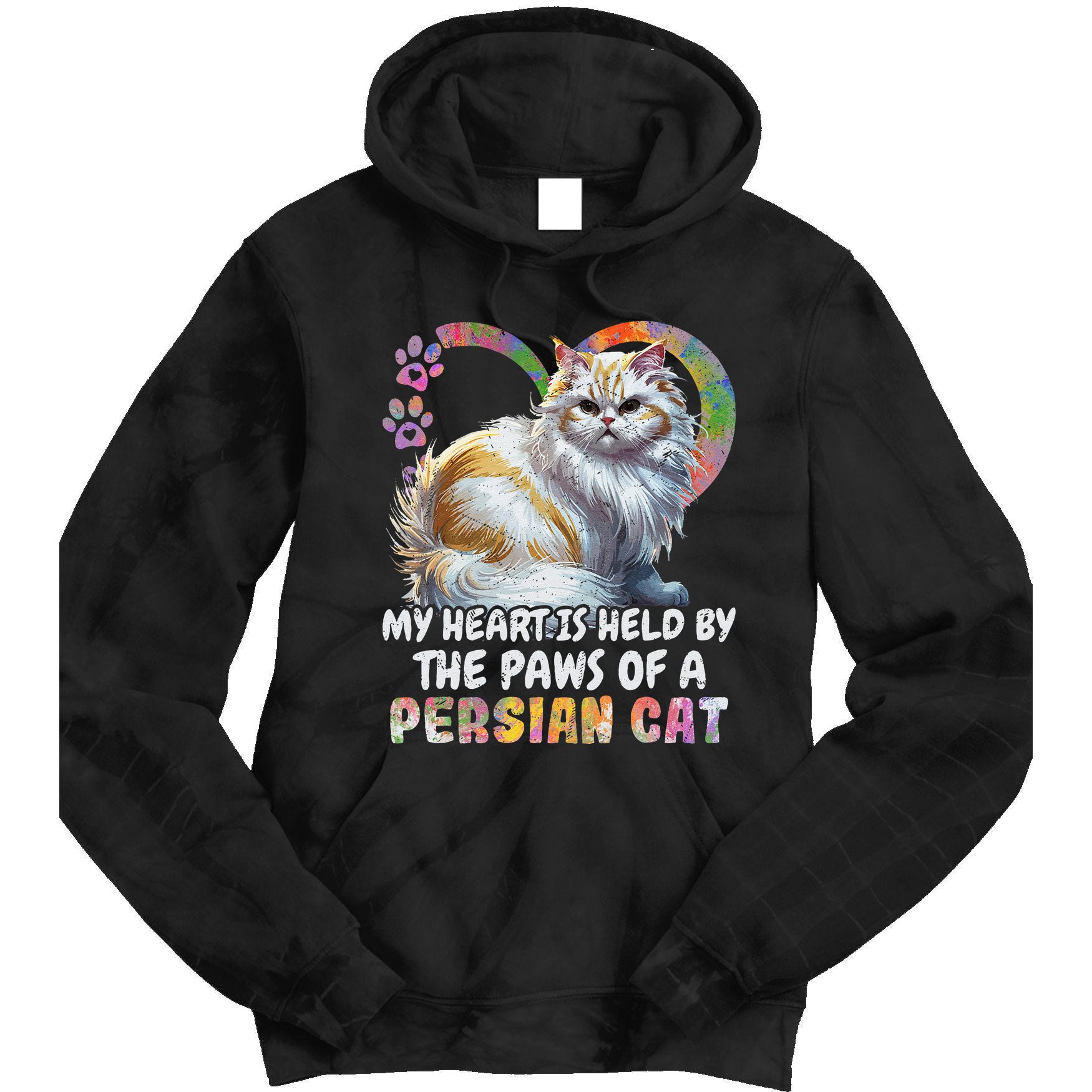 My Heart Is Held By The Paws Of A Persian Cat Cats Tie Dye Hoodie