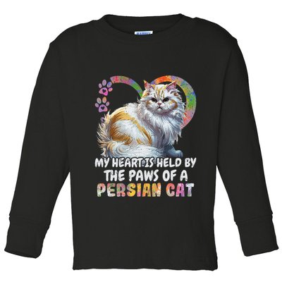 My Heart Is Held By The Paws Of A Persian Cat Cats Toddler Long Sleeve Shirt