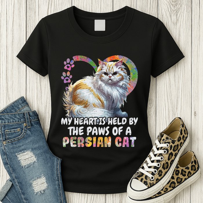My Heart Is Held By The Paws Of A Persian Cat Cats Womens T-Shirt