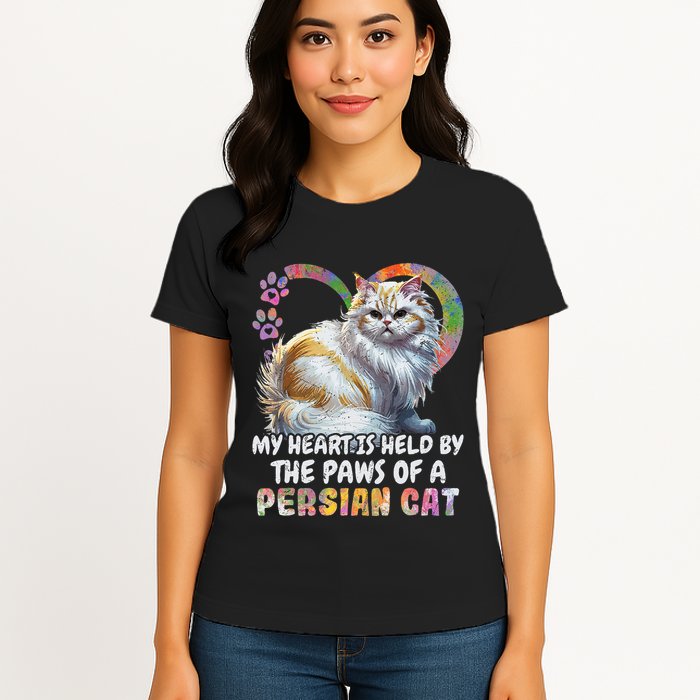 My Heart Is Held By The Paws Of A Persian Cat Cats Womens T-Shirt