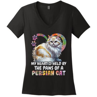 My Heart Is Held By The Paws Of A Persian Cat Cats Women's V-Neck T-Shirt