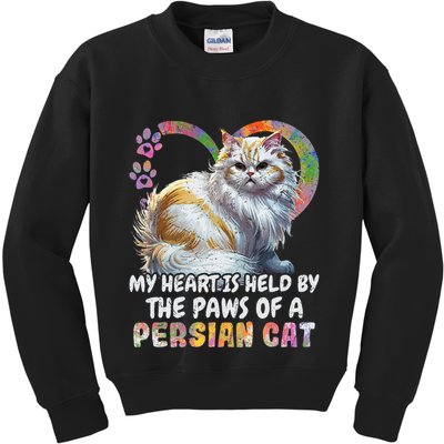 My Heart Is Held By The Paws Of A Persian Cat Cats Kids Sweatshirt