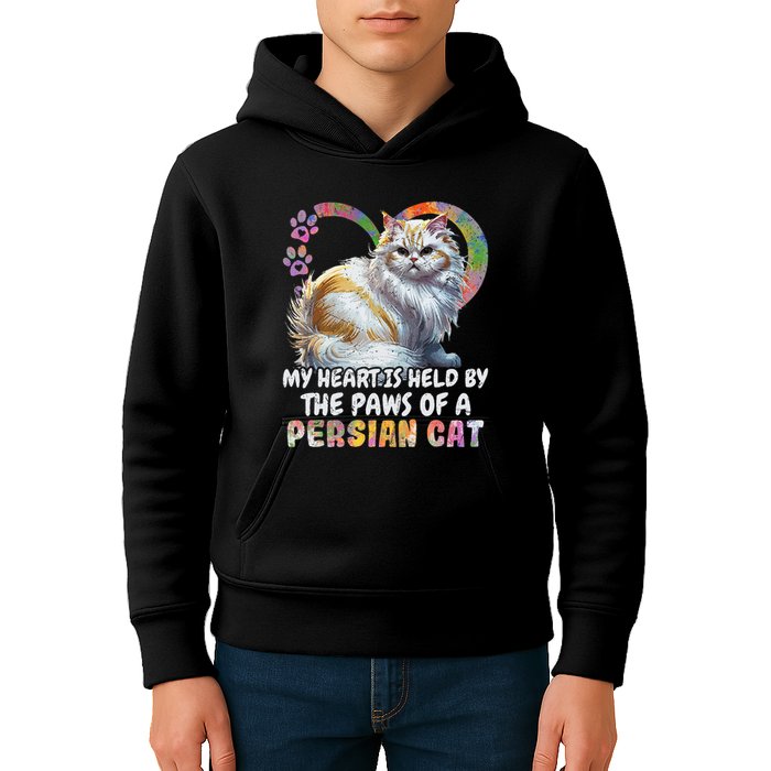 My Heart Is Held By The Paws Of A Persian Cat Cats Kids Hoodie