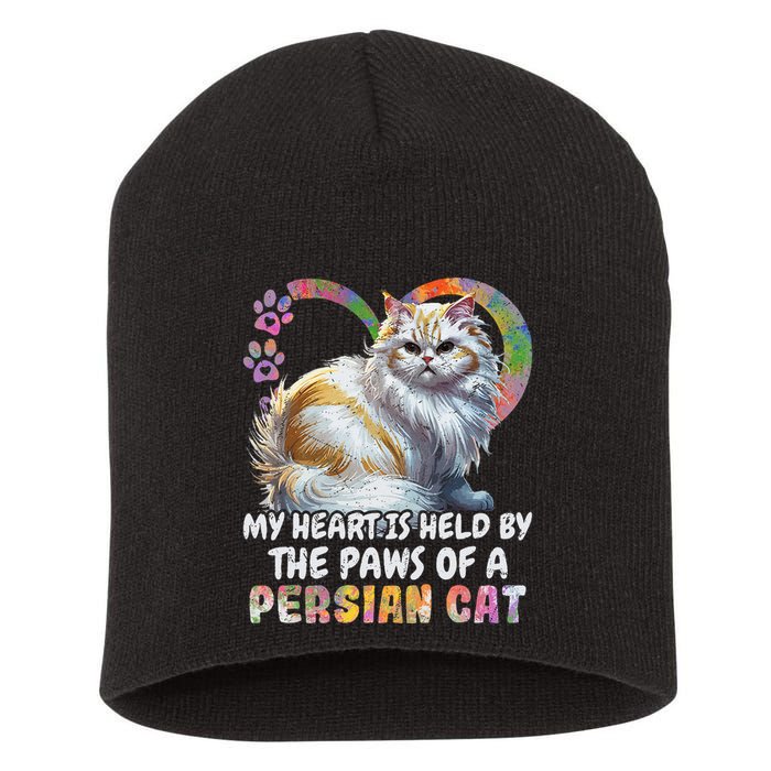 My Heart Is Held By The Paws Of A Persian Cat Cats Short Acrylic Beanie