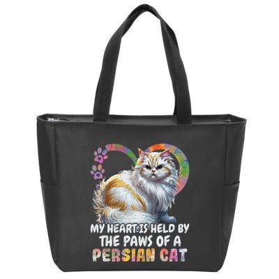 My Heart Is Held By The Paws Of A Persian Cat Cats Zip Tote Bag