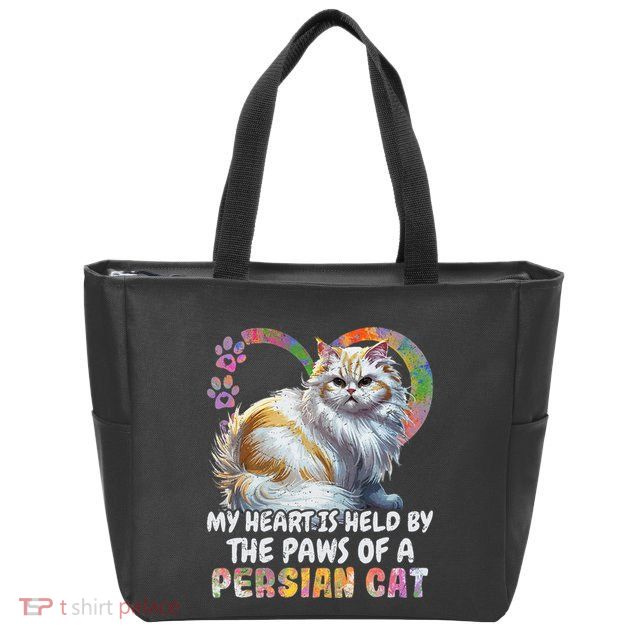My Heart Is Held By The Paws Of A Persian Cat Cats Zip Tote Bag