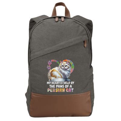 My Heart Is Held By The Paws Of A Persian Cat Cats Cotton Canvas Backpack