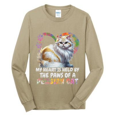 My Heart Is Held By The Paws Of A Persian Cat Cats Tall Long Sleeve T-Shirt