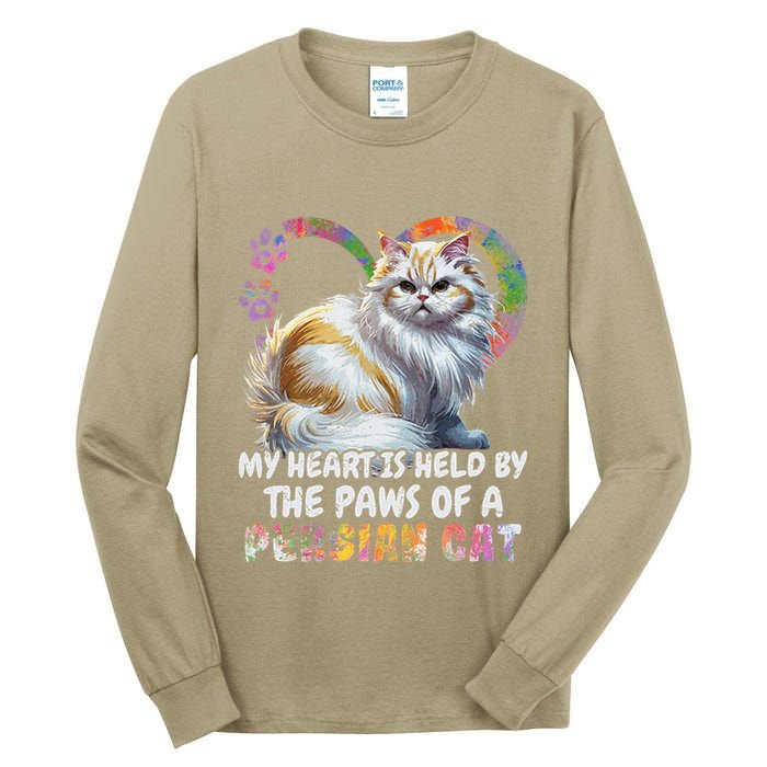 My Heart Is Held By The Paws Of A Persian Cat Cats Tall Long Sleeve T-Shirt
