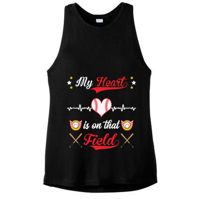 My Heart Is On That Field Baseball Lovers Meaningful Gift Ladies PosiCharge Tri-Blend Wicking Tank