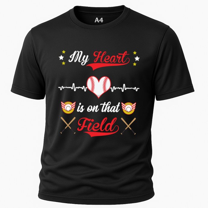 My Heart Is On That Field Baseball Lovers Meaningful Gift Cooling Performance Crew T-Shirt