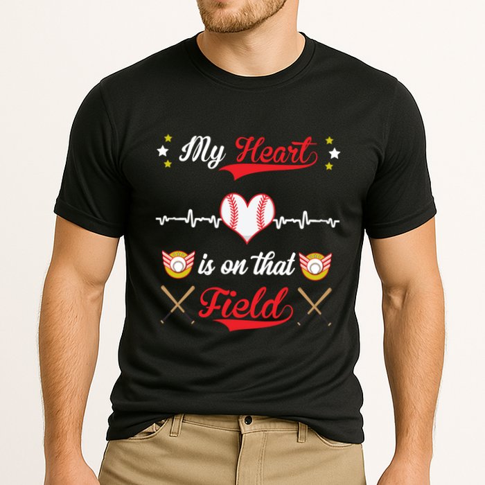My Heart Is On That Field Baseball Lovers Meaningful Gift Cooling Performance Crew T-Shirt
