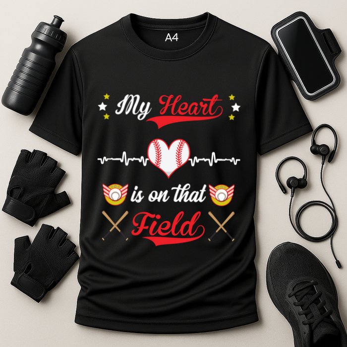 My Heart Is On That Field Baseball Lovers Meaningful Gift Cooling Performance Crew T-Shirt