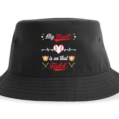 My Heart Is On That Field Baseball Lovers Meaningful Gift Sustainable Bucket Hat