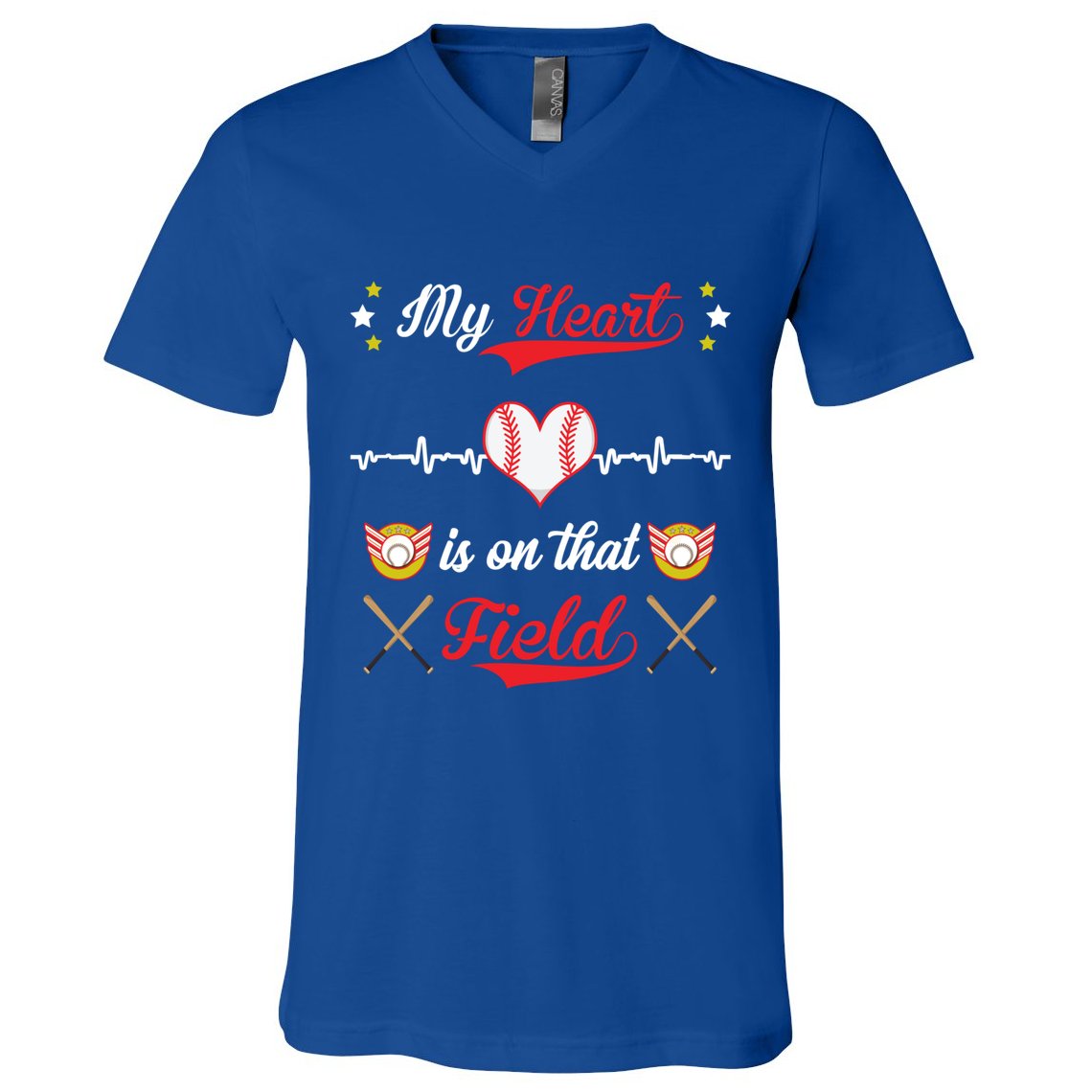 My Heart Is On That Field Baseball Lovers Meaningful Gift V-Neck T-Shirt