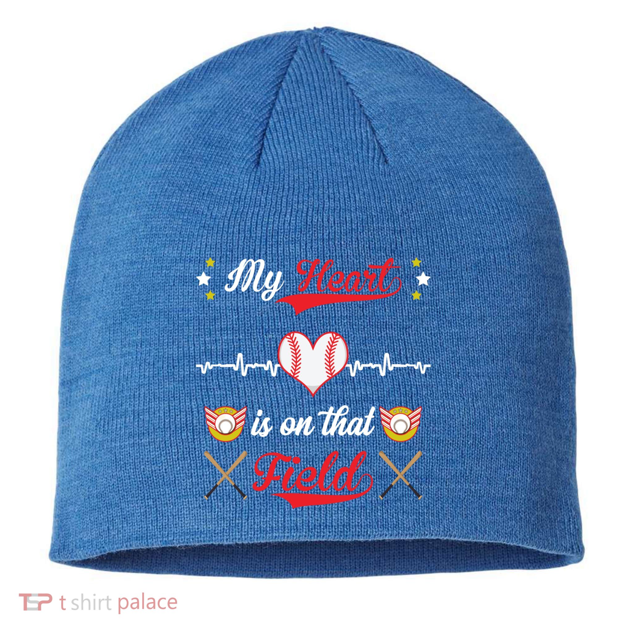 My Heart Is On That Field Baseball Lovers Meaningful Gift Sustainable Beanie