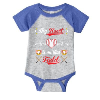 My Heart Is On That Field Baseball Lovers Meaningful Gift Infant Baby Jersey Bodysuit