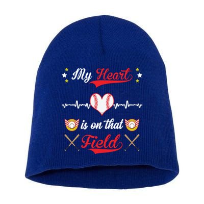 My Heart Is On That Field Baseball Lovers Meaningful Gift Short Acrylic Beanie