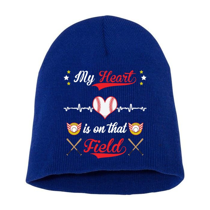 My Heart Is On That Field Baseball Lovers Meaningful Gift Short Acrylic Beanie