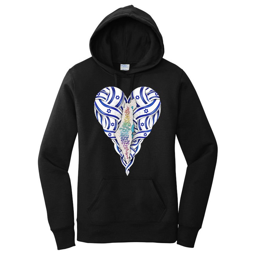 My Heart Is In Israel Jewish Israeli Flag HaTikvah Jerusalem  Women's Pullover Hoodie