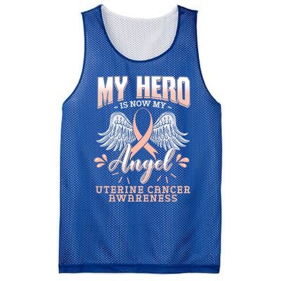 My Hero Is Now My Angel Uterine Cancer Awareness Supporter Funny Gift Mesh Reversible Basketball Jersey Tank