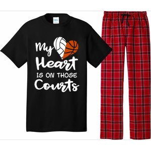 My Heart Is On Those Courts Volleyball Basketball Player Mom Gift Pajama Set