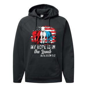 My Hope Is In The Lamb Funny Scripture Elephant Donkey Us Performance Fleece Hoodie