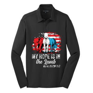 My Hope Is In The Lamb Funny Scripture Elephant Donkey Us Silk Touch Performance Long Sleeve Polo