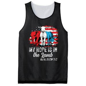 My Hope Is In The Lamb Funny Scripture Elephant Donkey Us Mesh Reversible Basketball Jersey Tank