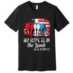 My Hope Is In The Lamb Funny Scripture Elephant Donkey Us Premium T-Shirt