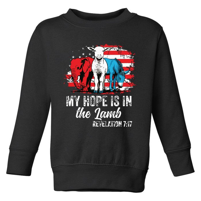 My Hope Is In The Lamb Funny Scripture Elephant Donkey Us Toddler Sweatshirt