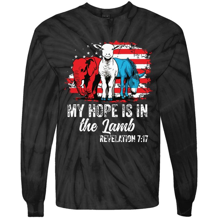 My Hope Is In The Lamb Funny Scripture Elephant Donkey Us Tie-Dye Long Sleeve Shirt