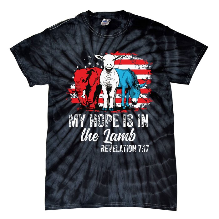 My Hope Is In The Lamb Funny Scripture Elephant Donkey Us Tie-Dye T-Shirt