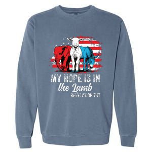 My Hope Is In The Lamb Funny Scripture Elephant Donkey Us Garment-Dyed Sweatshirt