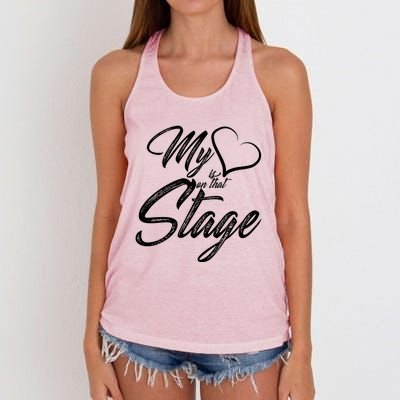 My Heart Is On That Stage Dance Recital Ballet Dance Mom Cute Gift Women's Knotted Racerback Tank