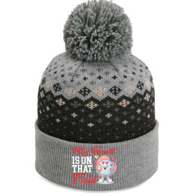 My Heart Is On That Field Baseball Gift The Baniff Cuffed Pom Beanie