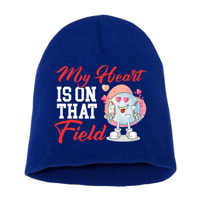 My Heart Is On That Field Baseball Gift Short Acrylic Beanie