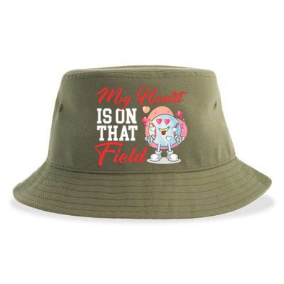 My Heart Is On That Field Baseball Gift Sustainable Bucket Hat