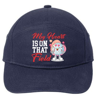 My Heart Is On That Field Baseball Gift 7-Panel Snapback Hat