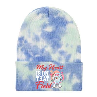 My Heart Is On That Field Baseball Gift Tie Dye 12in Knit Beanie