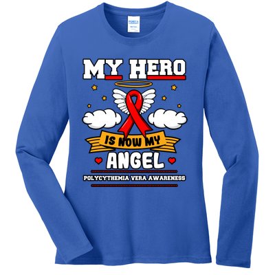 My Hero Is Now My Angel Polycythemia Vera Awareness Advocate Funny Gift Ladies Long Sleeve Shirt