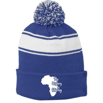 My History Is Strong Africa Blm Graphic Gift Stripe Pom Pom Beanie