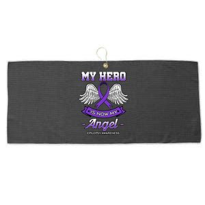 My Hero Is Now My Angel Epilepsy Awareness Purple Epileptic Funny Gift Large Microfiber Waffle Golf Towel