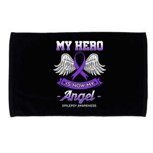 My Hero Is Now My Angel Epilepsy Awareness Purple Epileptic Funny Gift Microfiber Hand Towel