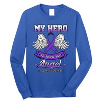 My Hero Is Now My Angel Epilepsy Awareness Purple Epileptic Funny Gift Long Sleeve Shirt